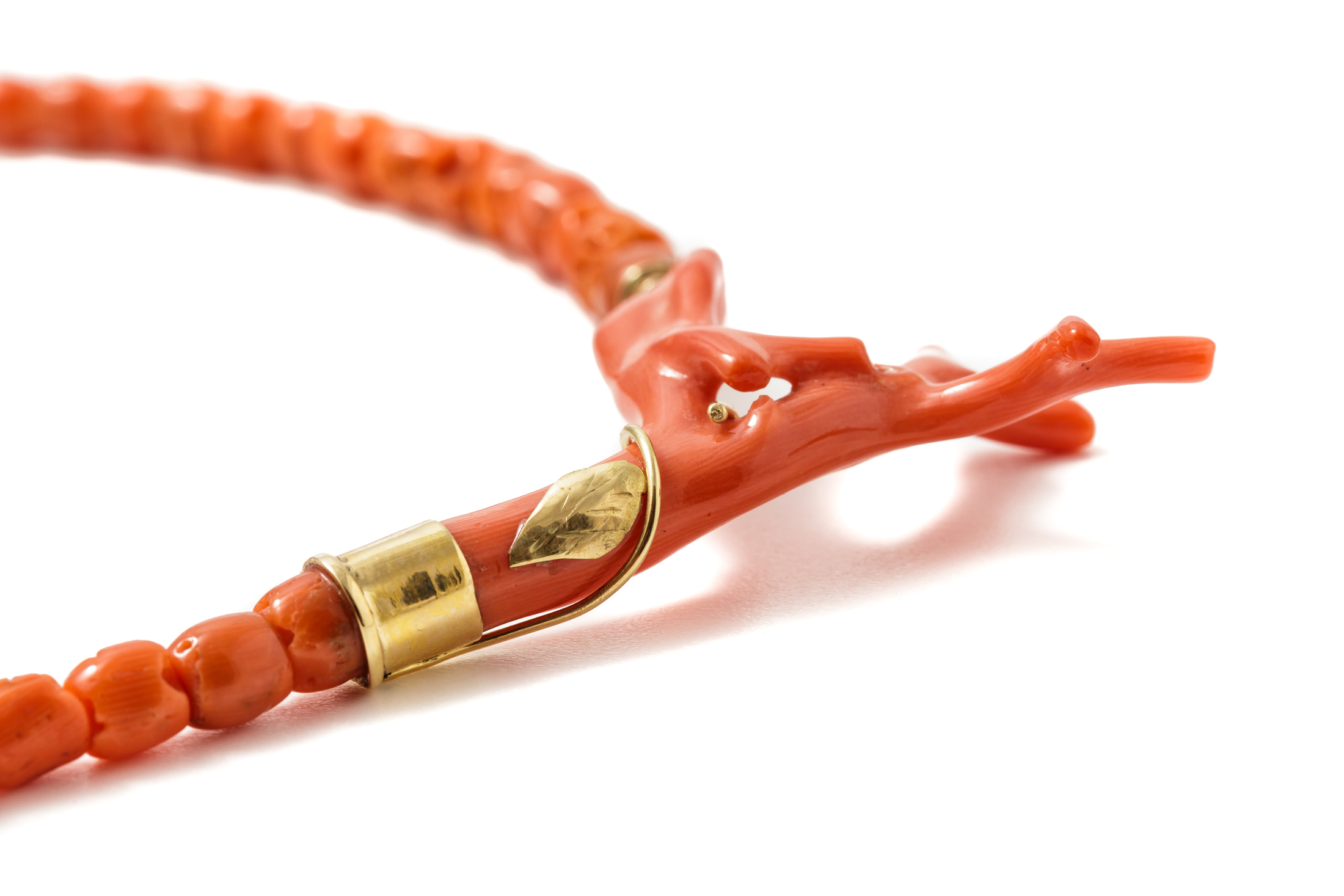 Red Bamboo and Branch Coral Necklace - Garden Party Collection Vintage  Jewelry